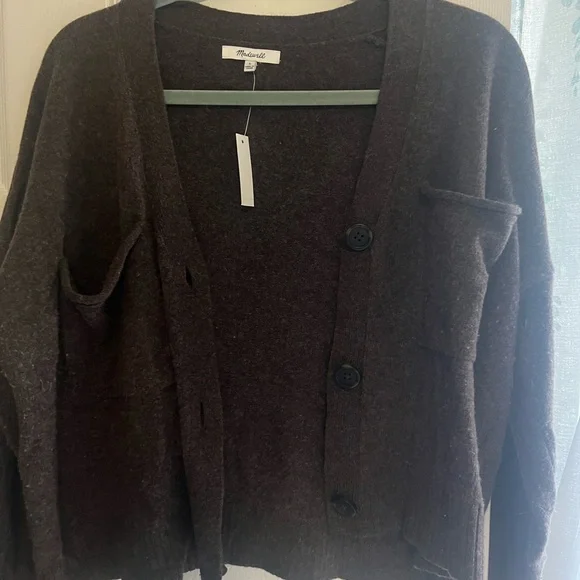 Madewell Brown Cardigan Sweater V-Neck Knit - Picture 1 of 3